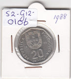 S2-G12-0106 Portugal 20 Escudos VF/XF 1988 KM634