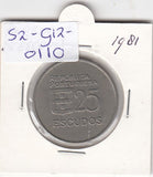 S2-G12-0110 Portugal 25 Escudos VF 1981 KM607a