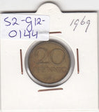 S2-G12-0144 Germany-DDR 20 Pfennig FI/VF 1969 KM11