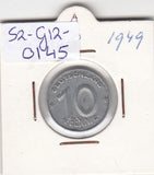 S2-G12-0145 Germany-DDR 10 Pfennig VF 1949 KM3