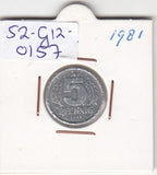 S2-G12-0157 Germany-DDR 5 Pfennig VF 1981 KM9