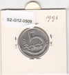 S2-G12-0509 Czech Republic 5 Korun XF 1993 KM8 +
