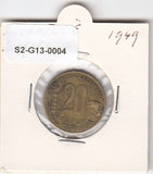 S2-G13-0004 Argentina 20 Centavos VF 1949 KM50