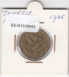 S2-G13-0043 Tunisia 1 Franc VF 1945 KM247