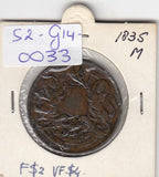 S2-G14-0033 India Half Anna VF 1835 KM447 B