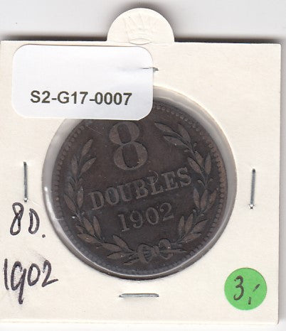 S2-G17-0007 Guernsey 8 Doubles VF  1902 KM7 H