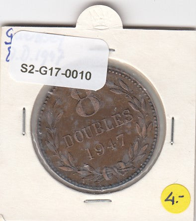 S2-G17-0010 Guernsey 8 Doubles VF/XF 1947 KM14 H