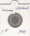 S2-G19-0004 Switzerland 1 Franc XF 1991 KM24a B