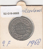 S2-G19-0005 Switzerland 2 Franc VF 1968 KM24a B