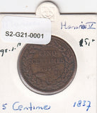 S2-G21-0001 Monaco 5 Centimes VF 1837 KM95.1a