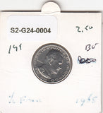 S2-G21-0004 Monaco 1/2 Franc VF/XF 1965 KM145