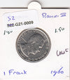 S2-G21-0009 Monaco 1 Franc VF+ 1960 KM140