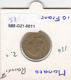 S2-G21-0011 Monaco 10 Francs VF+ 1950 KM130