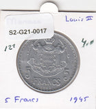S2-G21-0017 Monaco 5 Francs VF/XF 1945 KM122