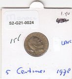 S2-G21-0024 Monaco 5 Centimes UNC 1978 KM156