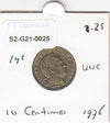 S2-G21-0025 Monaco 10 Centimes UNC 1976 KM142