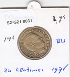 S2-G21-0031 Monaco 20 Centimes UNC 1976 KM143
