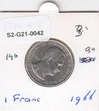 S2-G21-0042 Monaco 1 Franc UNC 1966 KM140