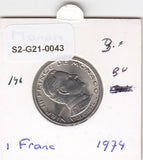 S2-G21-0043 Monaco 1 Franc UNC 1974 KM140