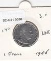 S2-G21-0050 Monaco 1 Franc UNC 1986 KM140