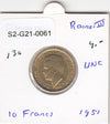 S2-G21-0061 Monaco 10 Franc UNC 1951 KM130