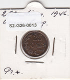 S2-G26-0013 Luxembourg 25 Centimes VF 1946 KM45