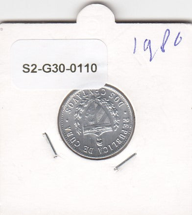 S2-G30-0110 Cuba 2 Centavos XF 1986 KM104
