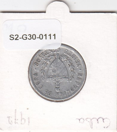 S2-G30-0111 Cuba 20 Centavos VF 1972 KM35