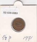 S2-G30-0283 Ireland 1/2 Penny VF+ 1971 KM19