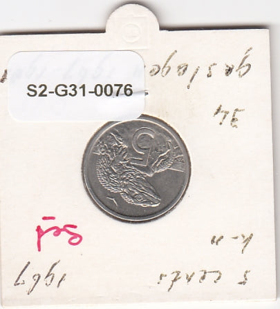 S2-G31-0076 New Zealand 5 Cents VF+ 1967 KM34.1