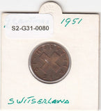S2-G31-0080 Switzerland 2 Rappen VF 1951 KM47