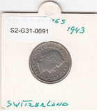 S2-G31-0091 Switzerland 20 Rappen VF 1943 KM29a