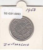 S2-G31-0093 Switzerland 2 Francs VF 1968 KM211 B
