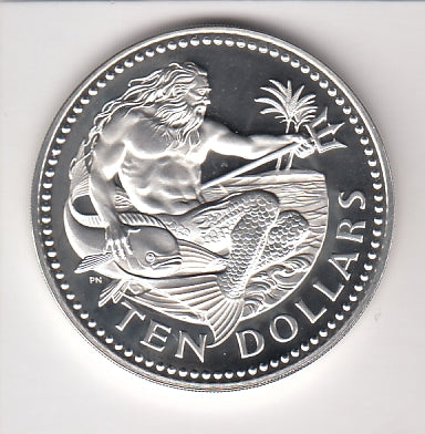 S2-G32-0016 Barbados 10 Dollars PROOF 1976 KM26a FM ZILVER