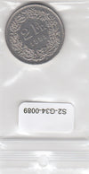 S2-G34-0089 Switzerland 2 Franc VF 1991 KM21a