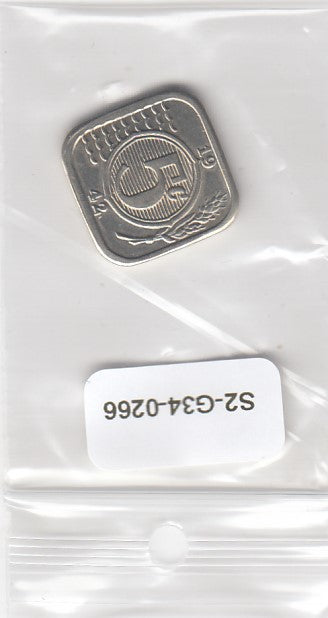 S2-G34-0266 Netherlands 5 cents (Naslag) VF 1942