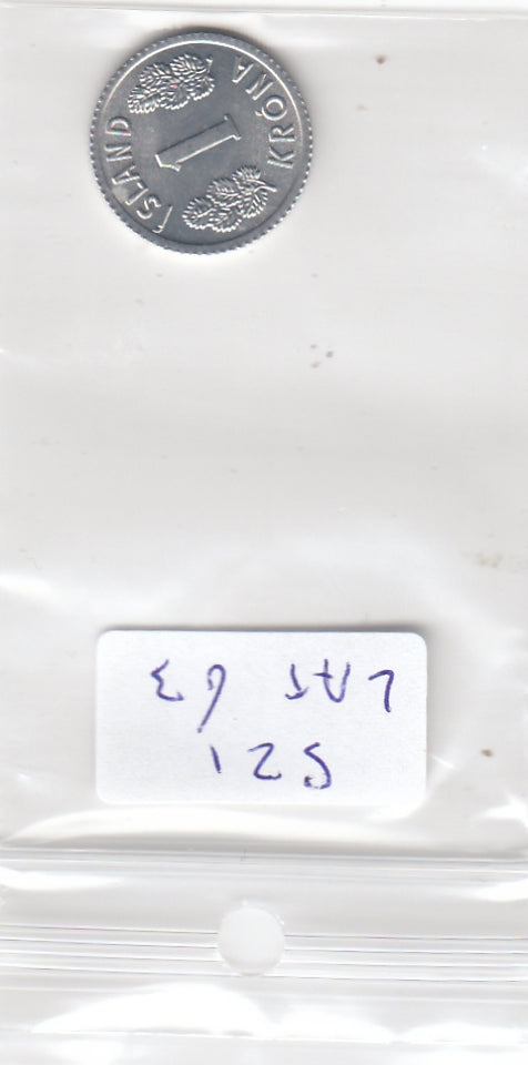 S21-LAT-0063-M02 Iceland 1 Krona UNC 1977 KM 23