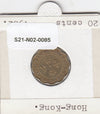 S21-N02-0085 Hong Kong 20 Cents VF 1982 KM36