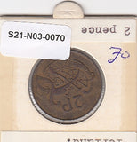 S21-N03-0070 Ireland 2 Pence VF 1971 KM21