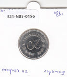 S21-N05-0156 Ecuador 20 Centavos XF/UNC 1980 KM77.2a