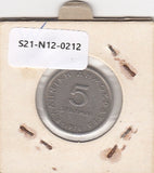 S21-N12-0212 Greece 5 Drachmai VF 1978 KM118