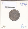 S22-BEE-0046 New Zealand 6 Pence VF 1957 KM26.1