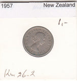 S22-BEE-0046 New Zealand 6 Pence VF 1957 KM26.1