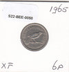 S22-BEE-0050 New Zealand 6 Pence VF+ 1965 KM26.1
