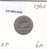 S22-BEE-0050 New Zealand 6 Pence VF+ 1965 KM26.1