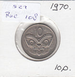 S22-BEE-0108 New Zealand 10 Cent VF 1970 KM41.1