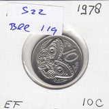 S22-BEE-0119 New Zealand 10 Cent XF 1978 KM41.1
