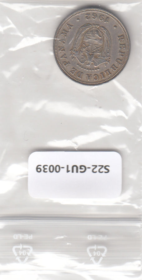 S22-GU1-0039-M08 Panama 5 Centesimos VF 1962 KM23.2