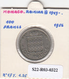 S22-R03-0322 Monaco 100 francs VF 1956 KM134