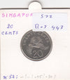 S22-R03-0443 Singapore 20 cent VF 1986 KM52